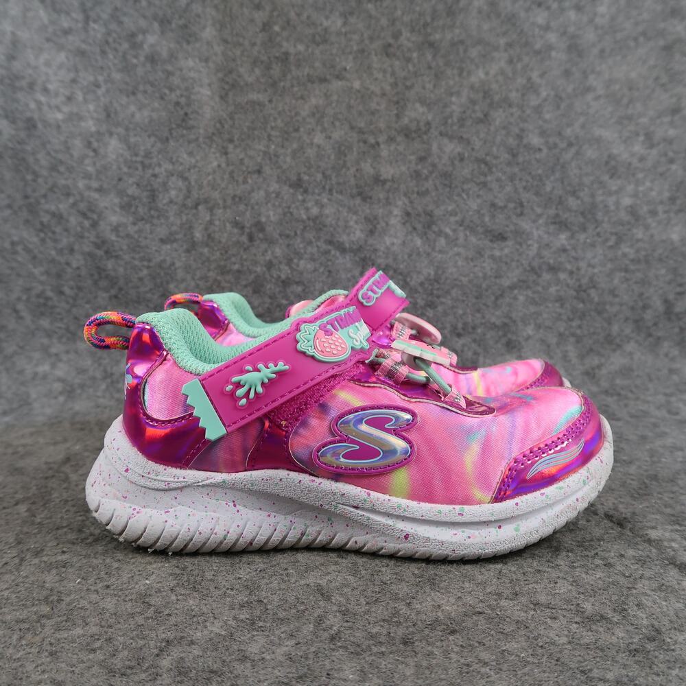 Skechers Shoes Girls 8 Sweet Kickz Sneaker Strawberry Splash Pink Casual Easy On